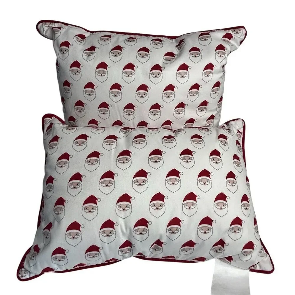 Santa Throw Pillows 19”x19” and 19” x 13” Santa‎ Print Design